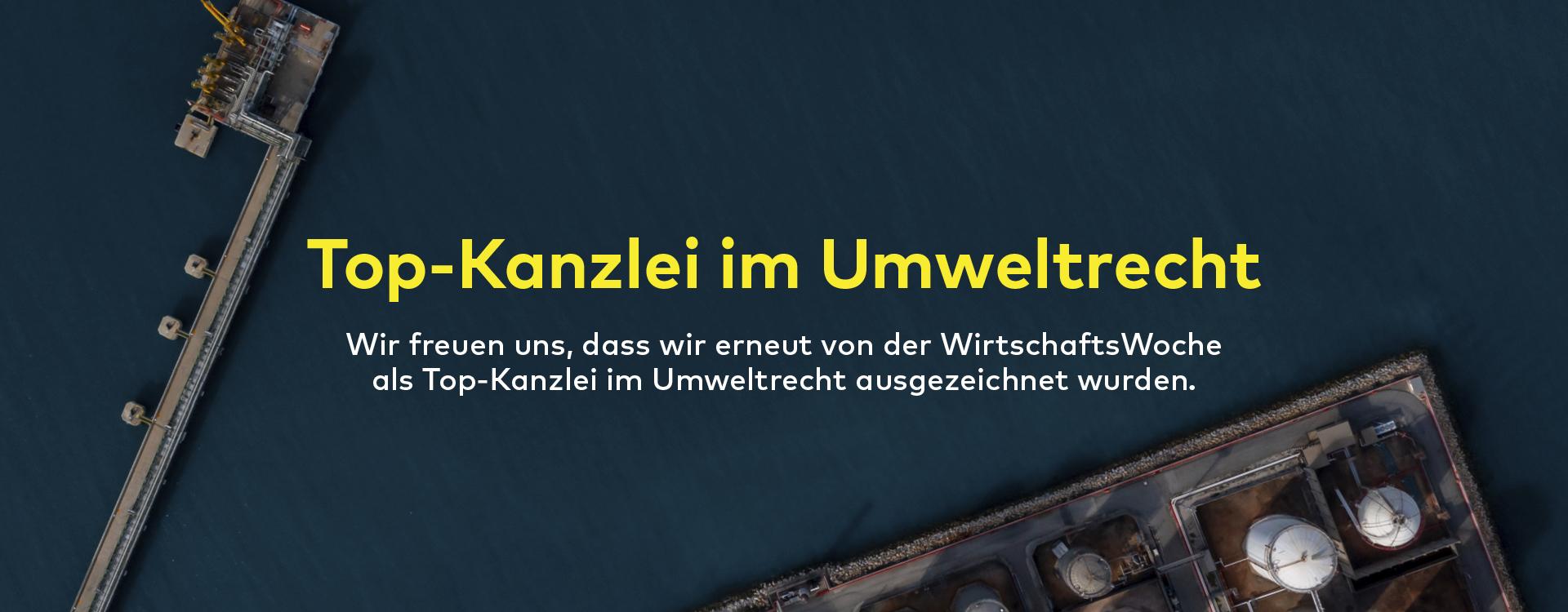 Textgrafik: Top-Kanzlei im Umweltrecht – Auszeichnung durch die WirtschaftsWoche
