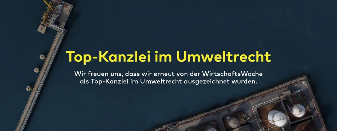 Textgrafik: Top-Kanzlei im Umweltrecht – Auszeichnung durch die WirtschaftsWoche